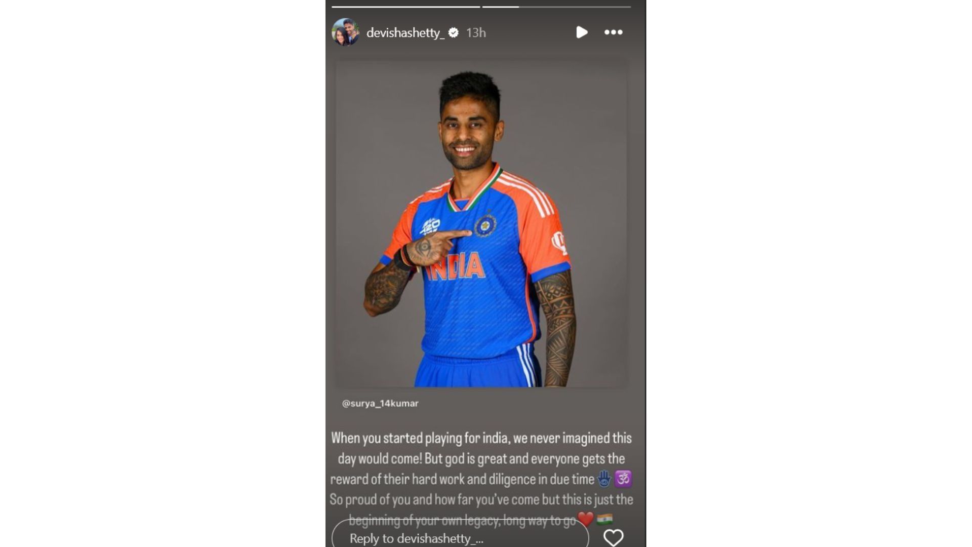 Screenshot of Devisha&#039;s Instagram Story