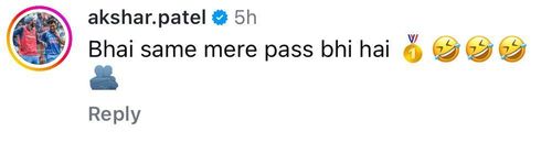 Screenshot of Axar Patel's comment.