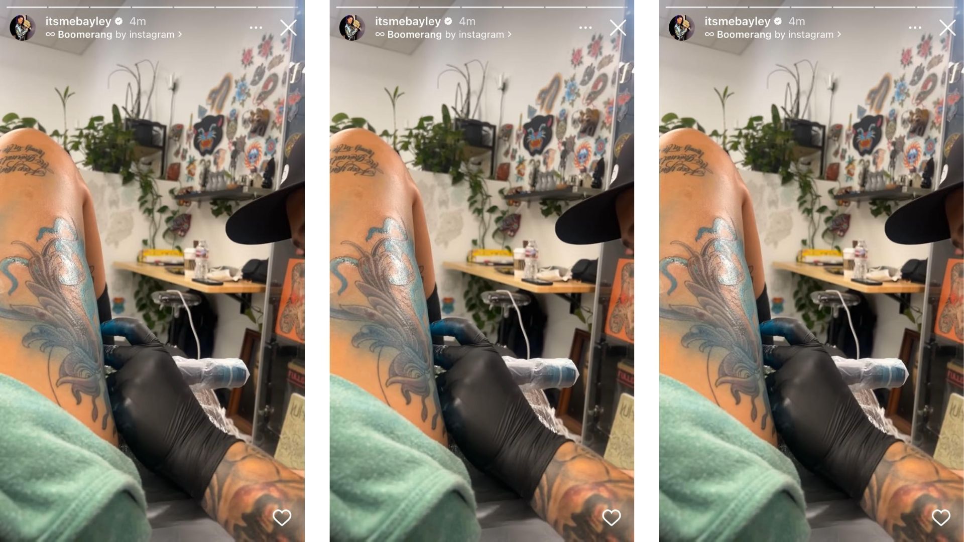 The veteran shows off new tattoo on Instagram.