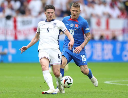 Declan Rice (left) is still active at Euro 2024.