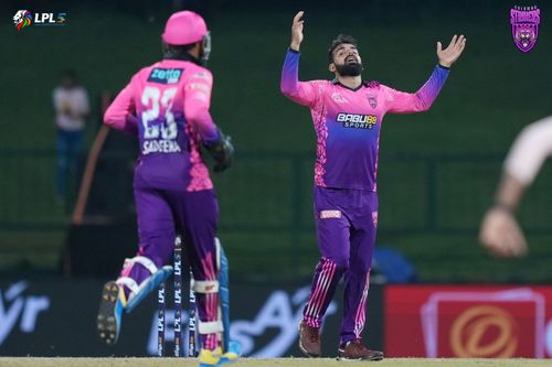 Shadab Khan celebrates Andre Fletcher's wicket. (Credits: Colombo Strikers)