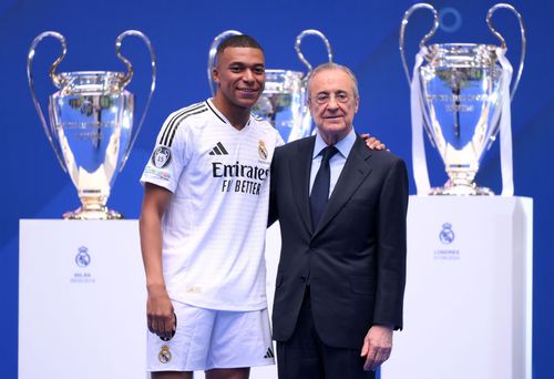 New Los Blancos striker Kylian Mbappe (left)