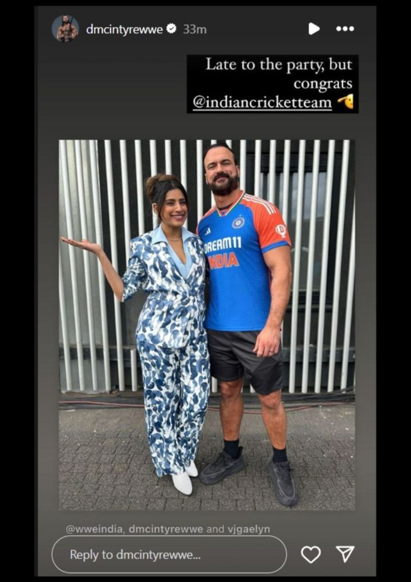 WWE सुपरस्टार ड्रू मैकइंटायर ने भेजा बधाई संदेश (Photo: Drew McIntyre Instagram)