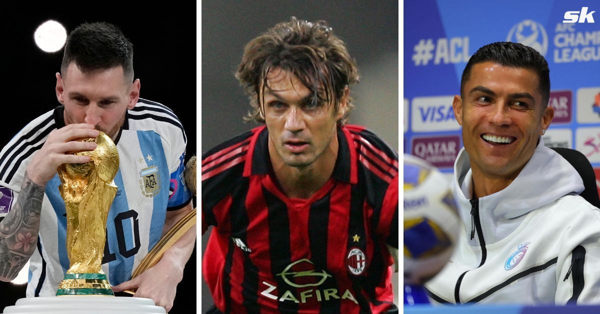 Lionel Messi, Paolo Maldini and Cristiano Ronaldo (from left to right)