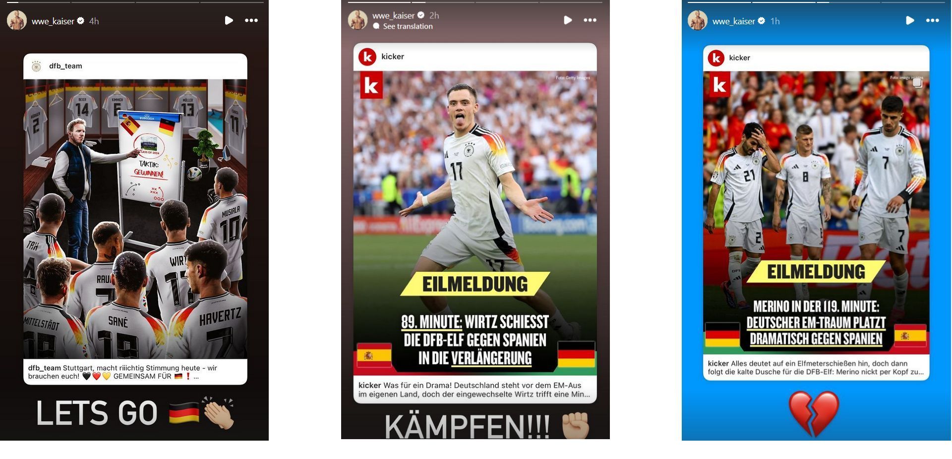 Screenshots of Ludwig Kaiser&#039;s Instagram Stories (Photo Credit: Ludwig Kaiser on Instagram)