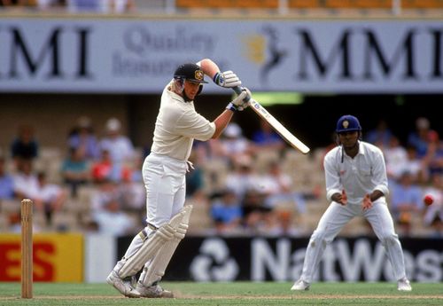 Shane Warne in action during his debut Test in 1992 (Image Credit: Getty Images)