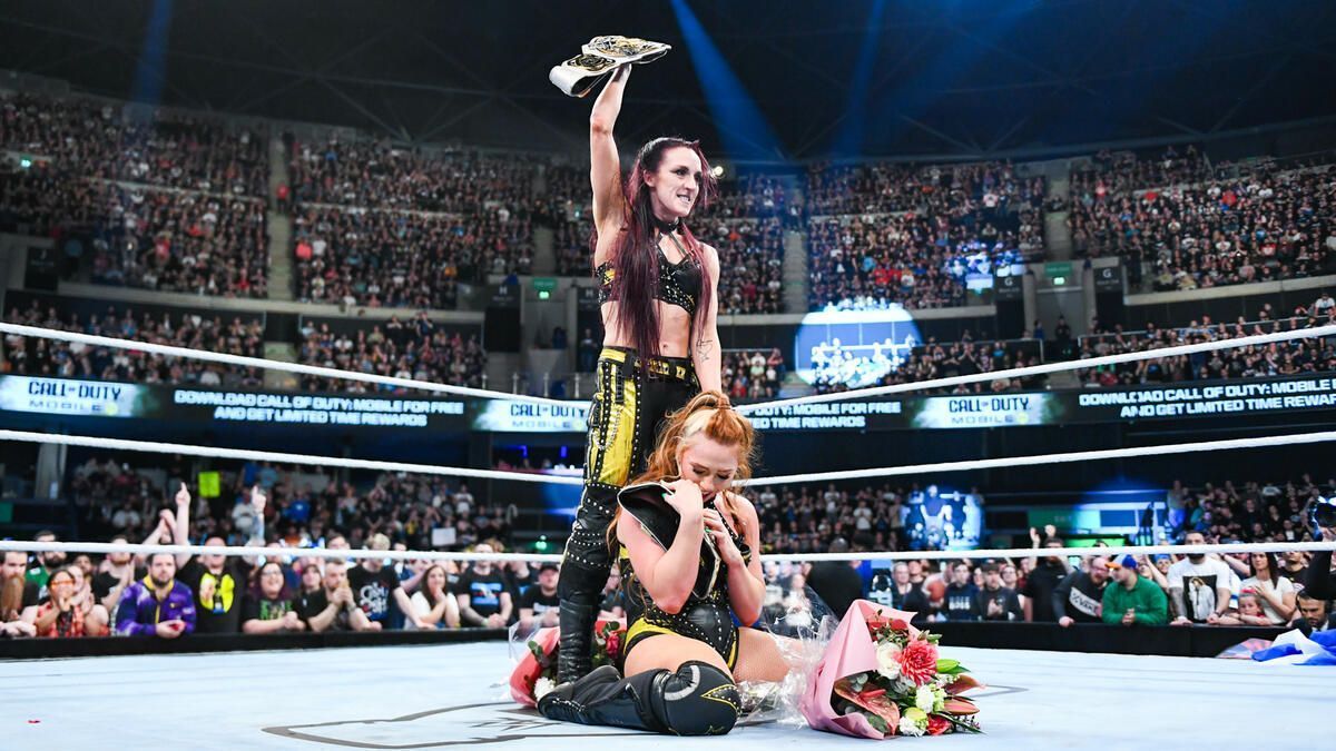 Fyre and Dawn&#039;s big win has had a lukewarm follow-up from The Game [Image courtesy of WWE.com]