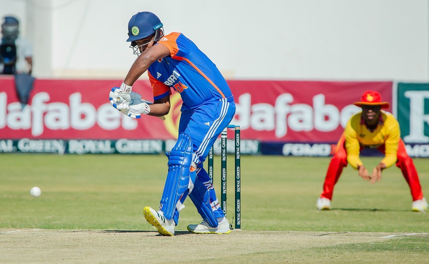 Sanju Samson struck a solitary four and four sixes in his innings. [P/C: ZimbabweCricket/X]