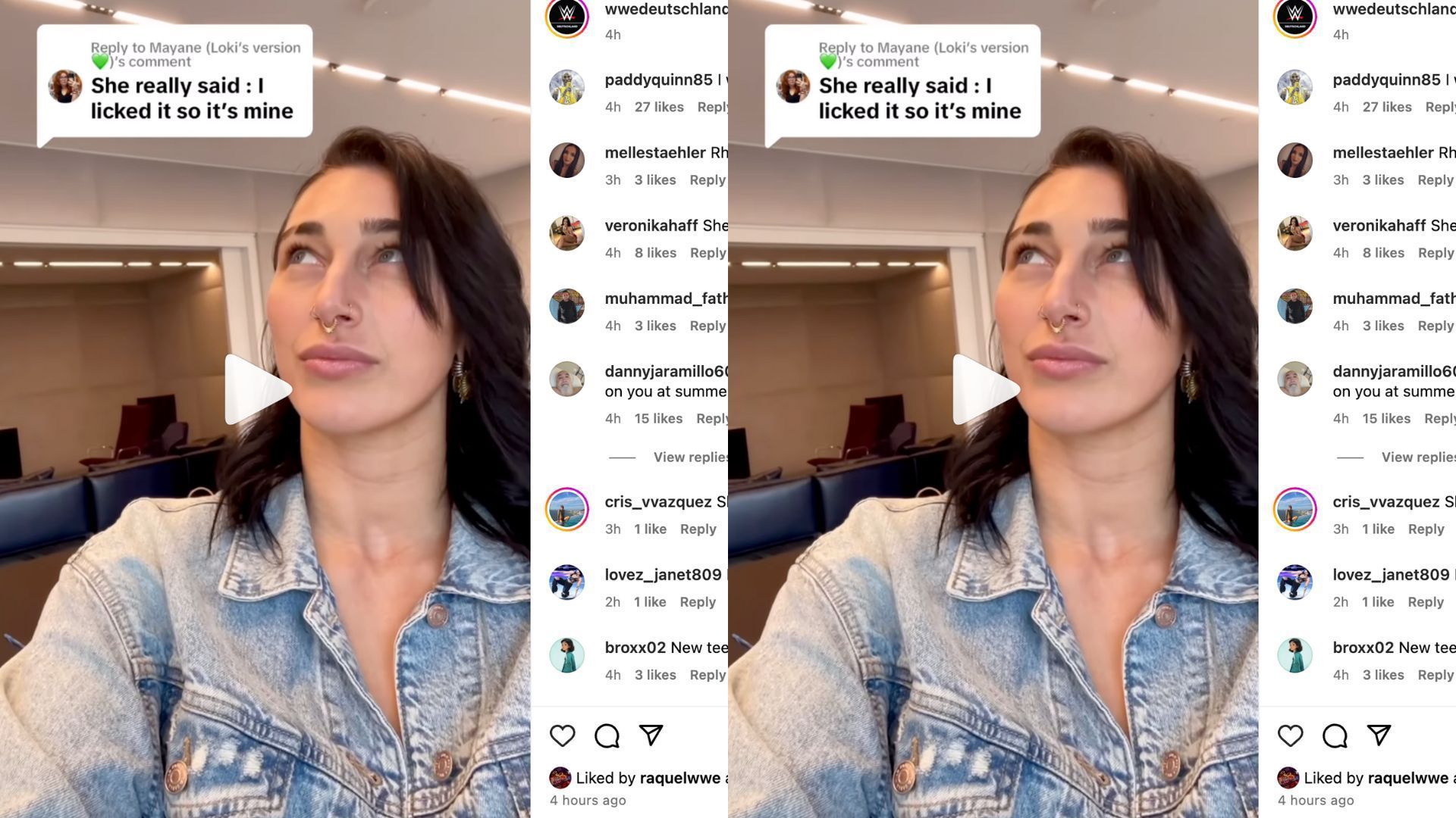 Rodriguez likes Ripley&#039;s reaction to licking Mysterio on Instagram.