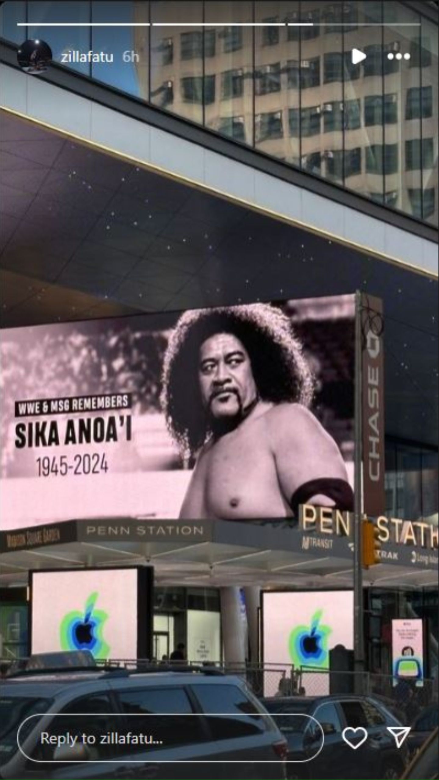 Zilla Fatu&#039;s tribute to Sika Anoa&#039;i. (Image credit: Screengrabbed from Zilla&#039;s Instagram Story)