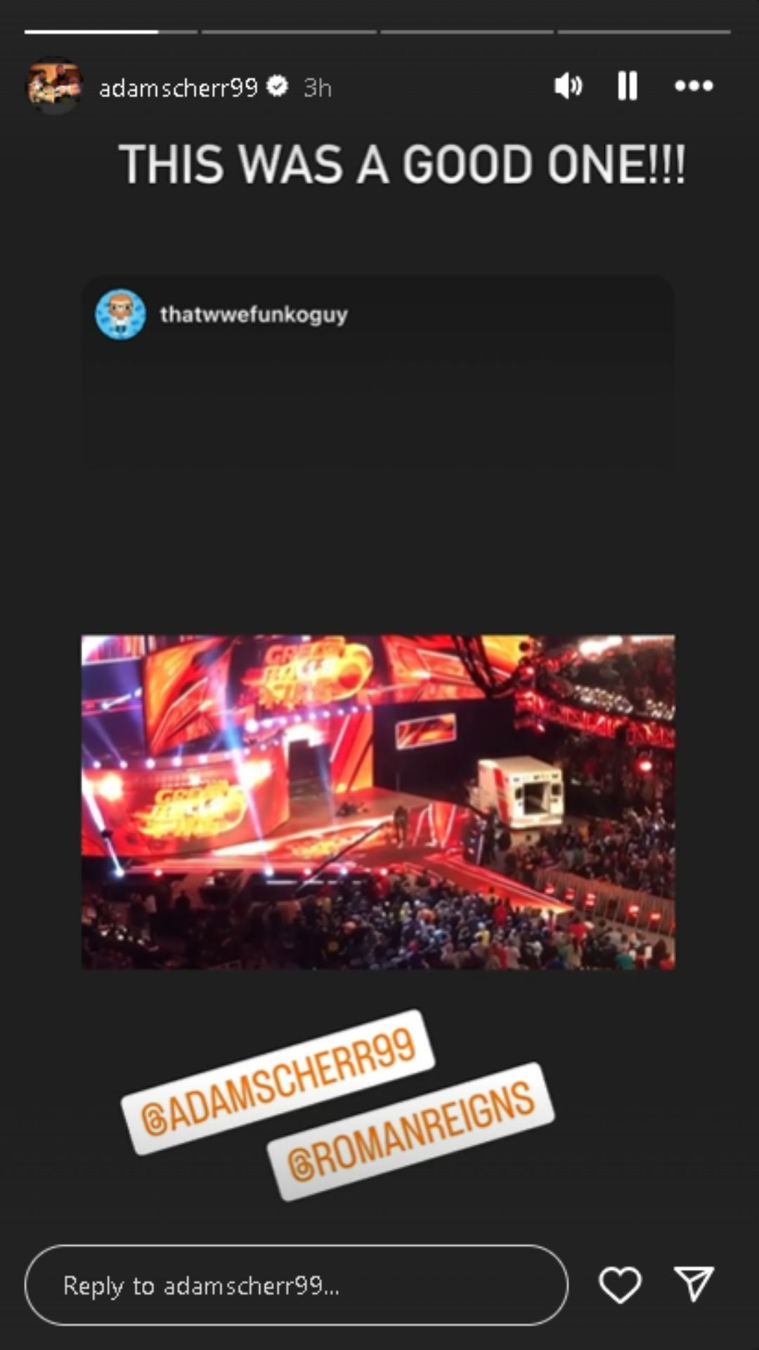 A screengrab of Braun Strowman&#039;s Instagram Story.