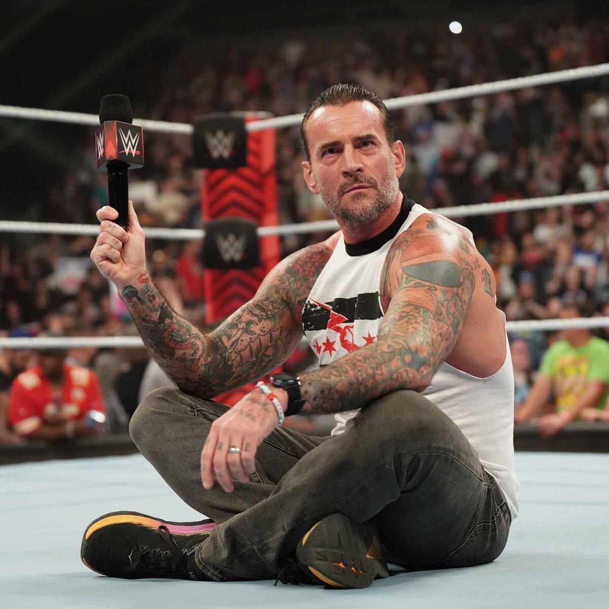 CM Punk cutting a promo on RAW. [Photo credits: WWE.com]