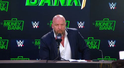 Triple addressing the post MITB press event (Credit: @WWE X/Twitter account)