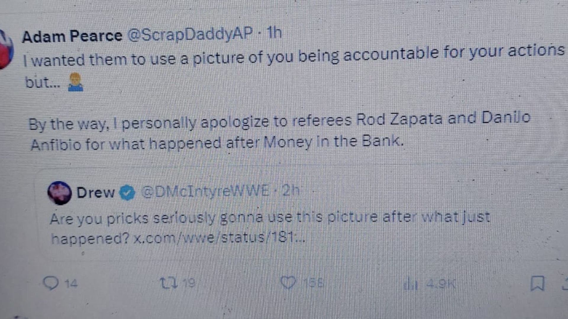 Tweet from the RAW General Manager