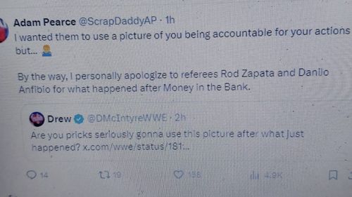 Tweet from the RAW General Manager