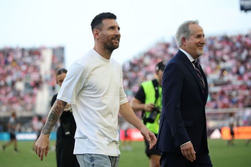 Argentina captain Lionel Messi (left)