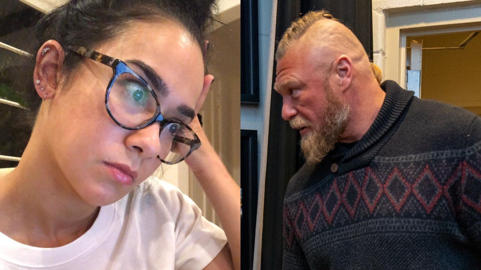 Former WWE Divas Champion AJ Lee and The Beast Incarnate, Brock Lesnar.