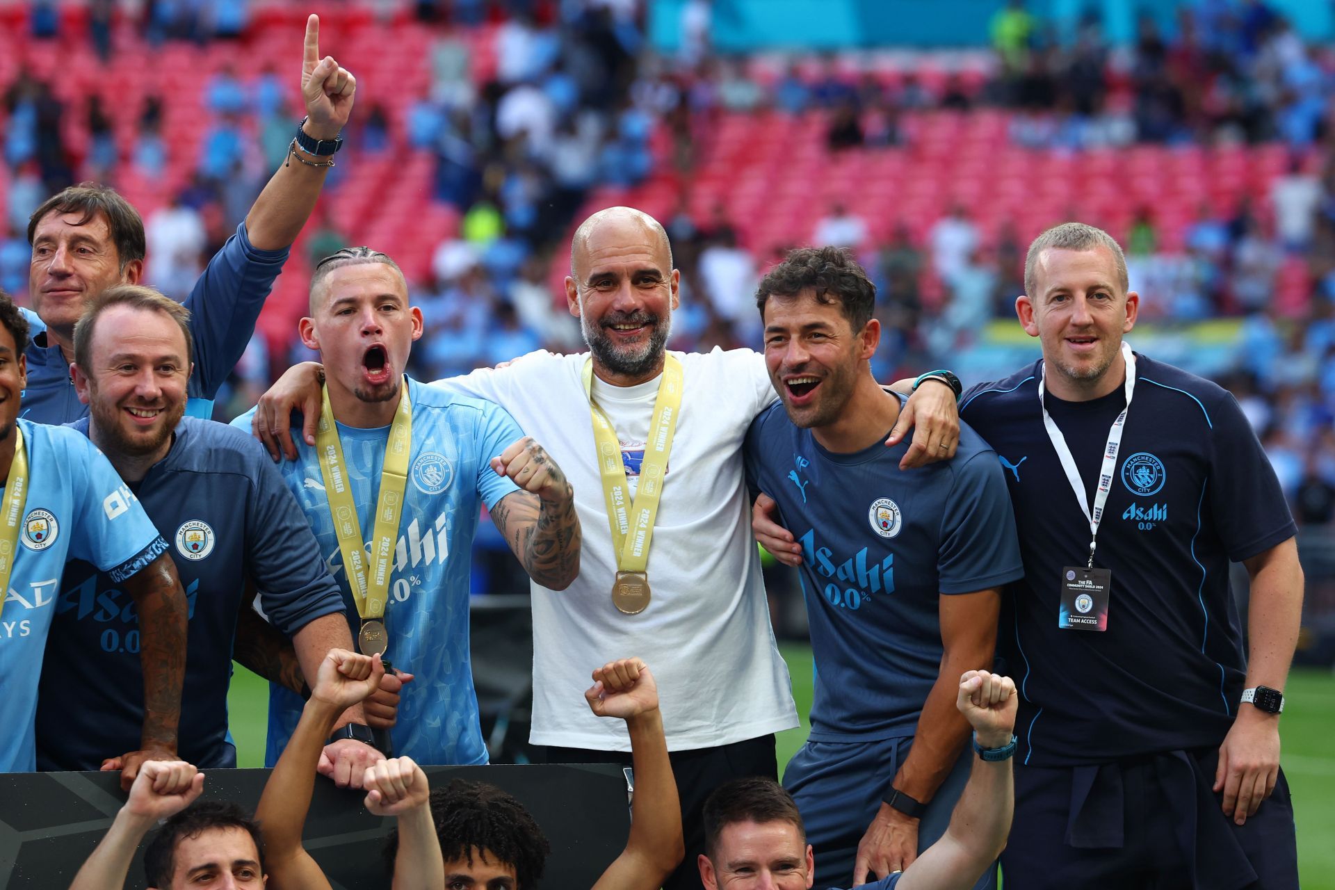 Manchester City boss Pep Guardiola (centre)