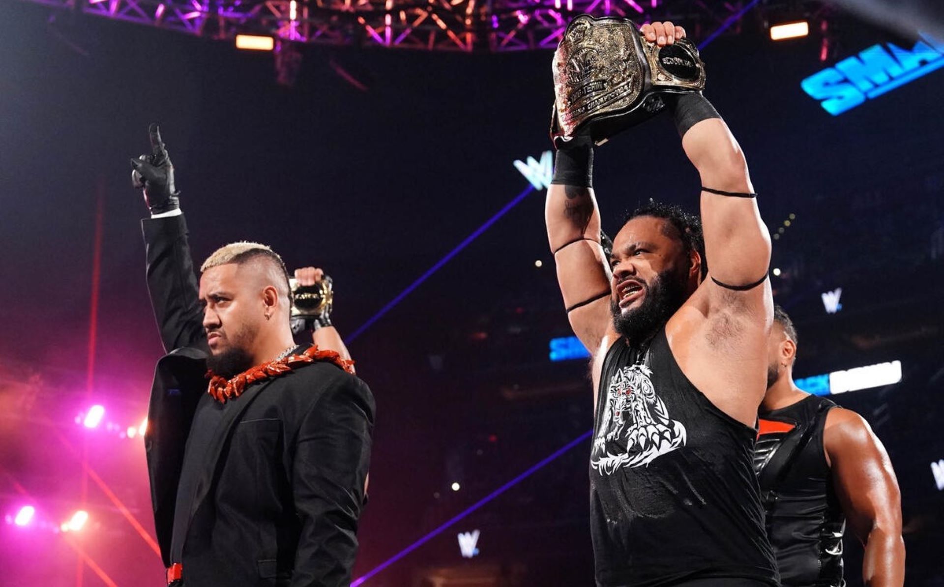 Solo Sikoa forced Jacob Fatu to relinquish his tag team belt on last week&#039;s SmackDown. {Image Credit: WWE.com}