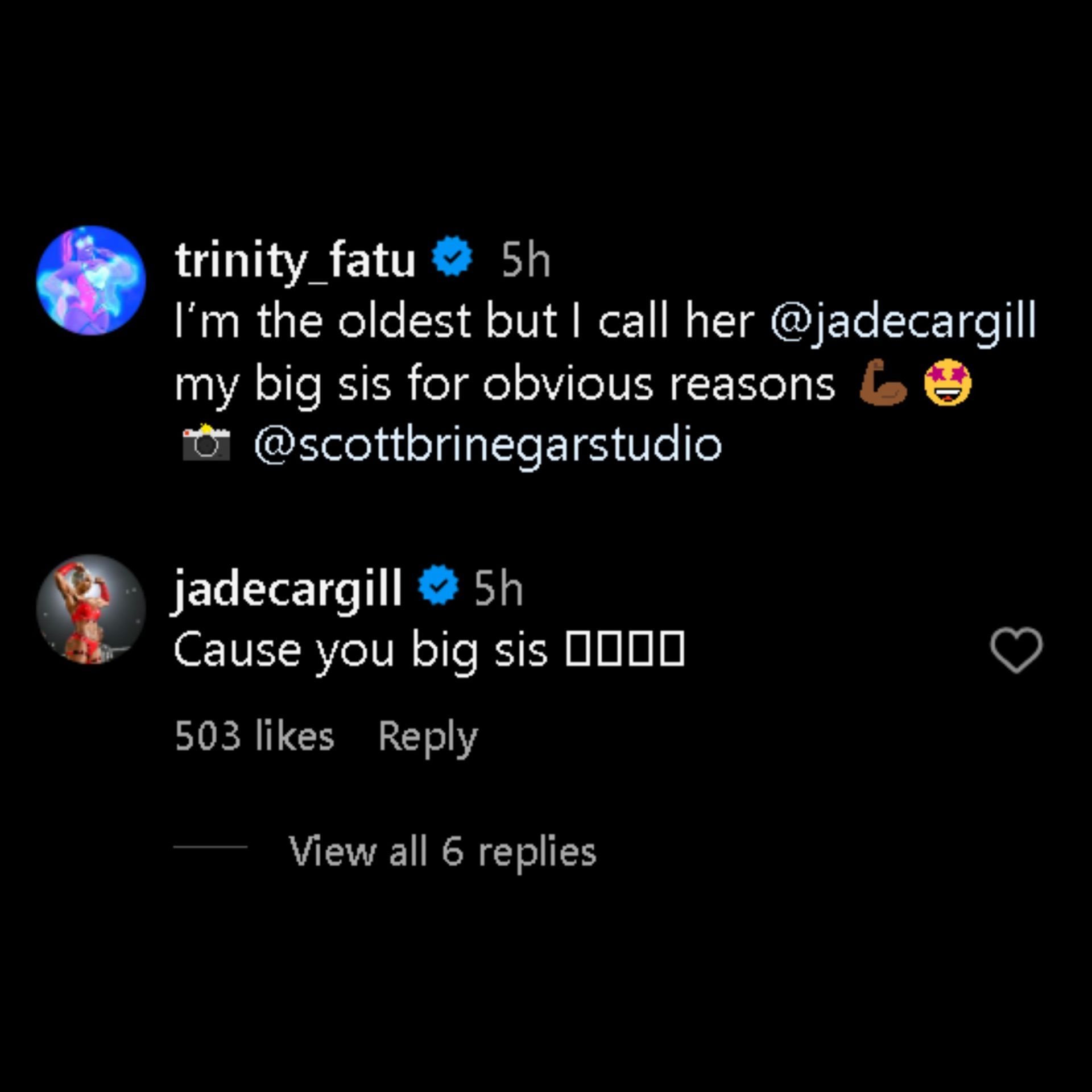 Jade Cargill&#039;s comment on Naomi&#039;s Instagram post. [Screengrab from Naomi&#039;s post comment section]