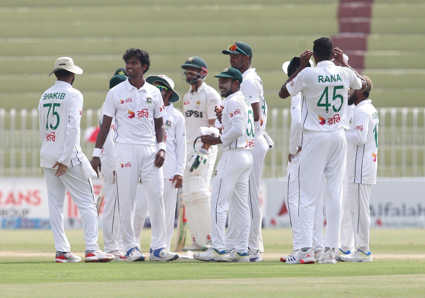 Bangladesh national cricket team players celebrate a wicket. (Credits: BCB Twitter)