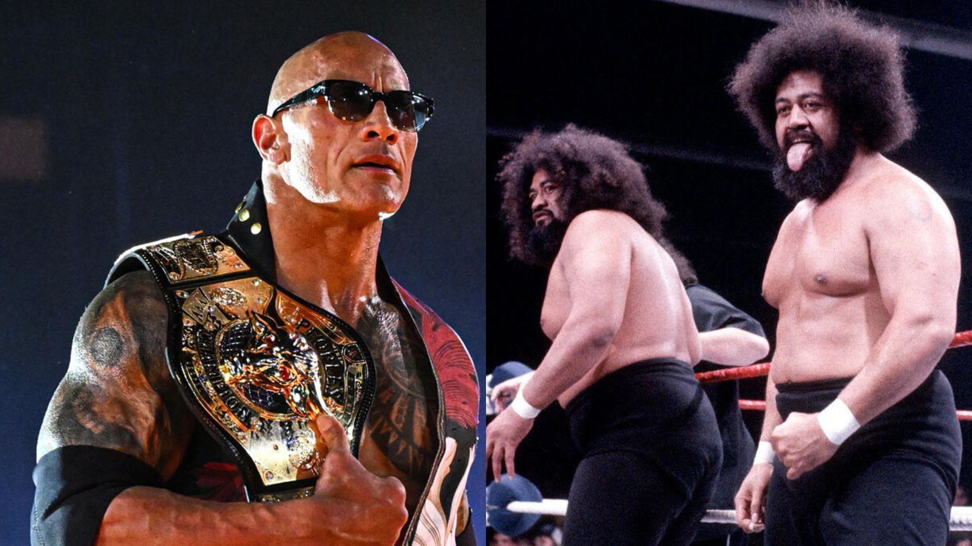 The Rock (left), The Wild Samoans (right) (Image Credits: WWE.com)