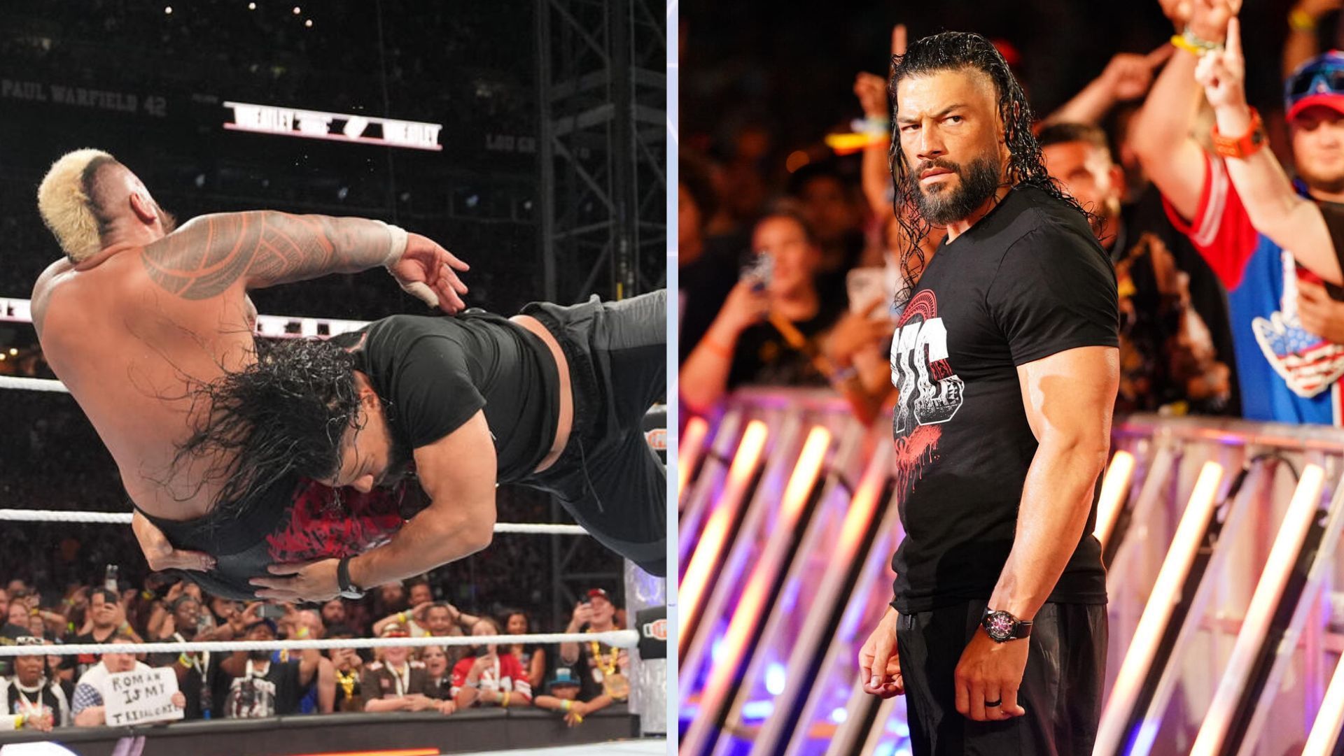 Roman Reigns was dethroned at WrestleMania XL. [Images Source: WWE.com]