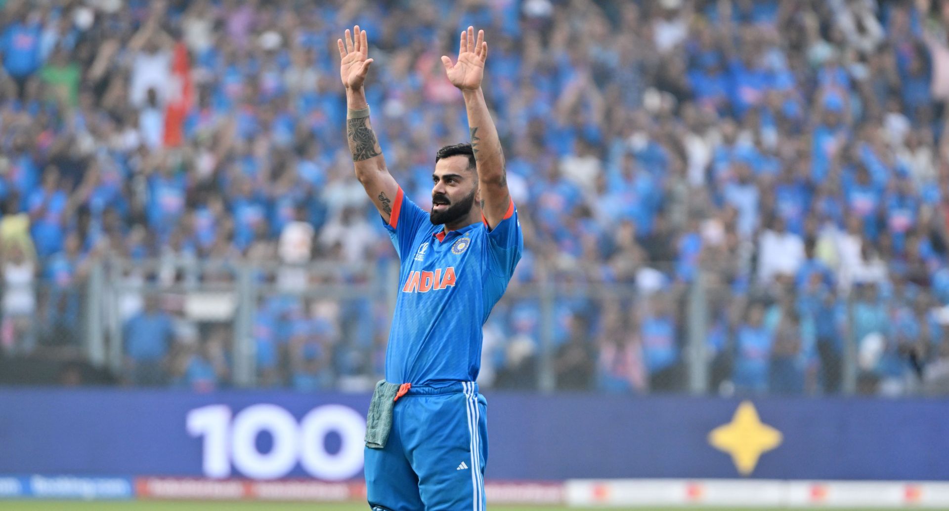 Virat Kohli reacts after reaching his 50th ODI ton. (Image Credits: Getty Images)