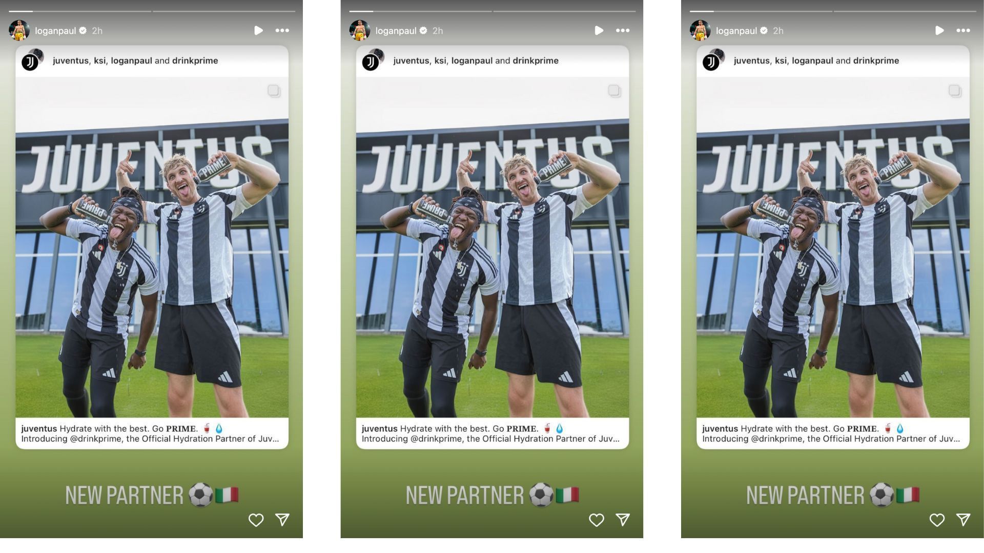 Paul announces Prime&#039;s partnership with Juventus Football Club on Instagram.