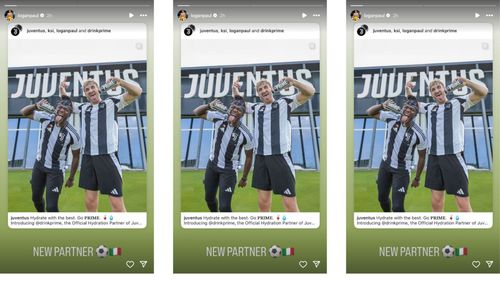 Paul announces Prime's partnership with Juventus Football Club on Instagram.