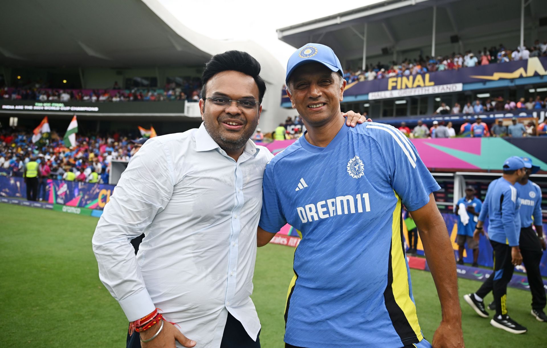 Jay Shah with former Team India coach Rahul Dravid (File image via Getty)