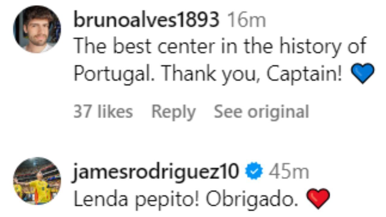 Bruno Alves and James Rodriguez's (image via Instagram/official_pepe)