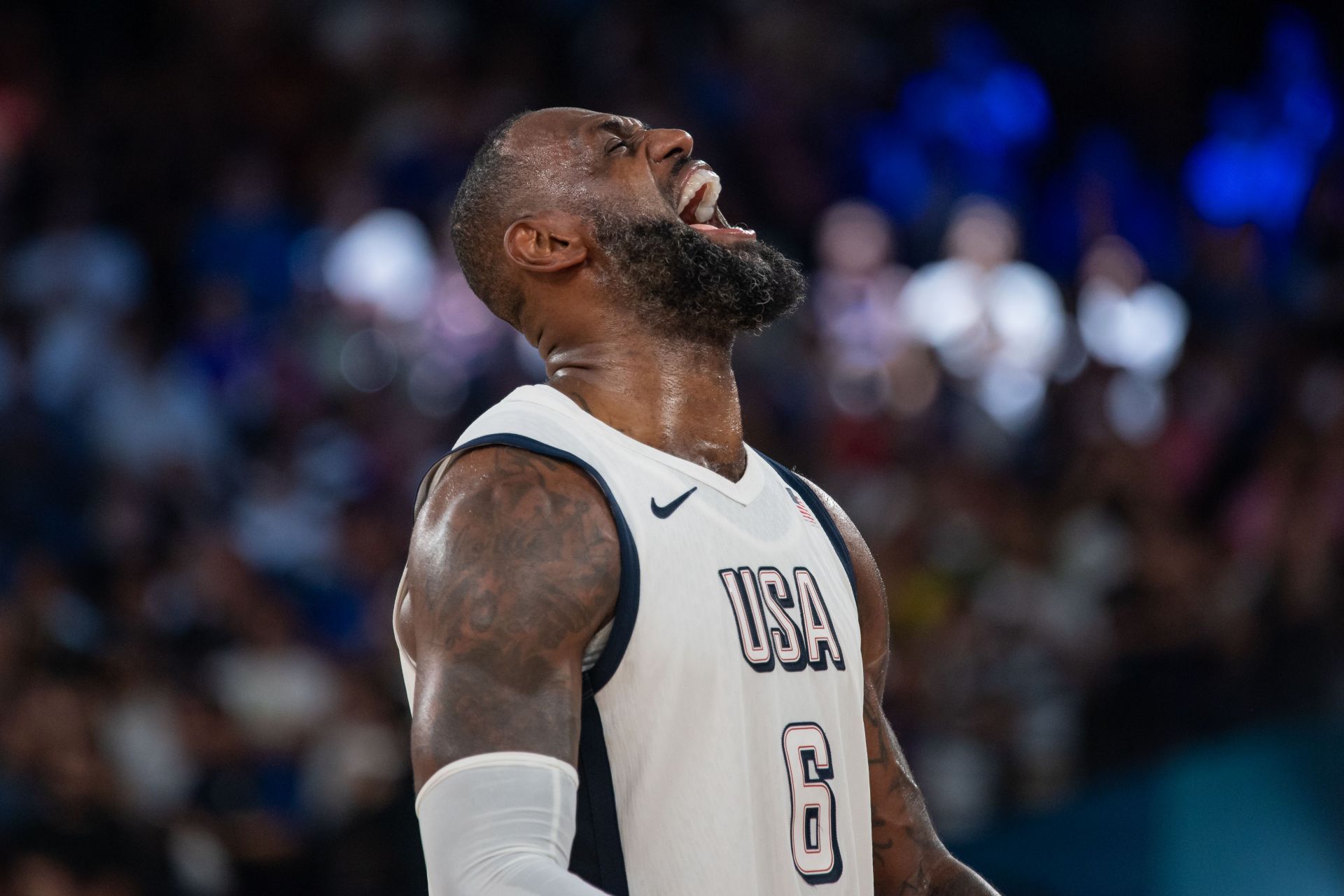 LeBron James of Team USA in action