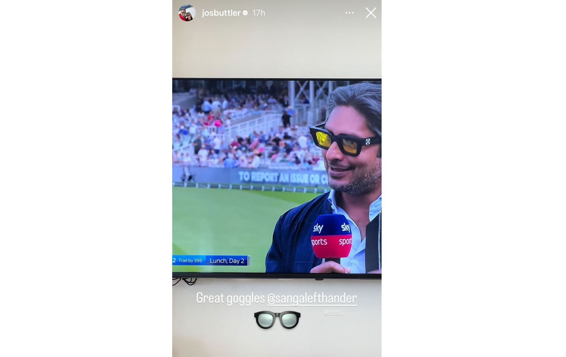 Screenshot of Jos Buttler&#039;s Instagram story.