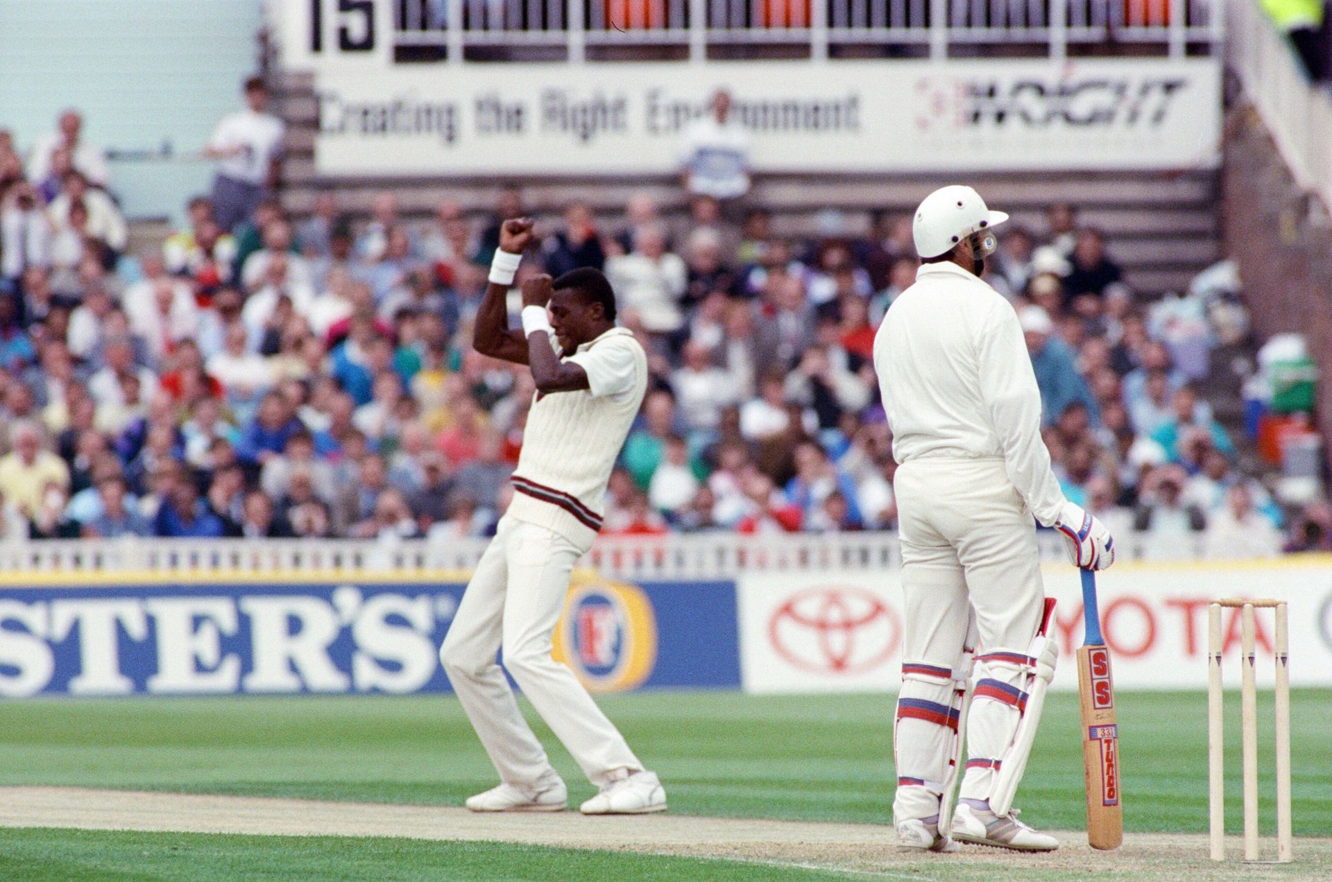 Curtly Ambrose celebrates a wicket against England (Image Credits: Getty Images)