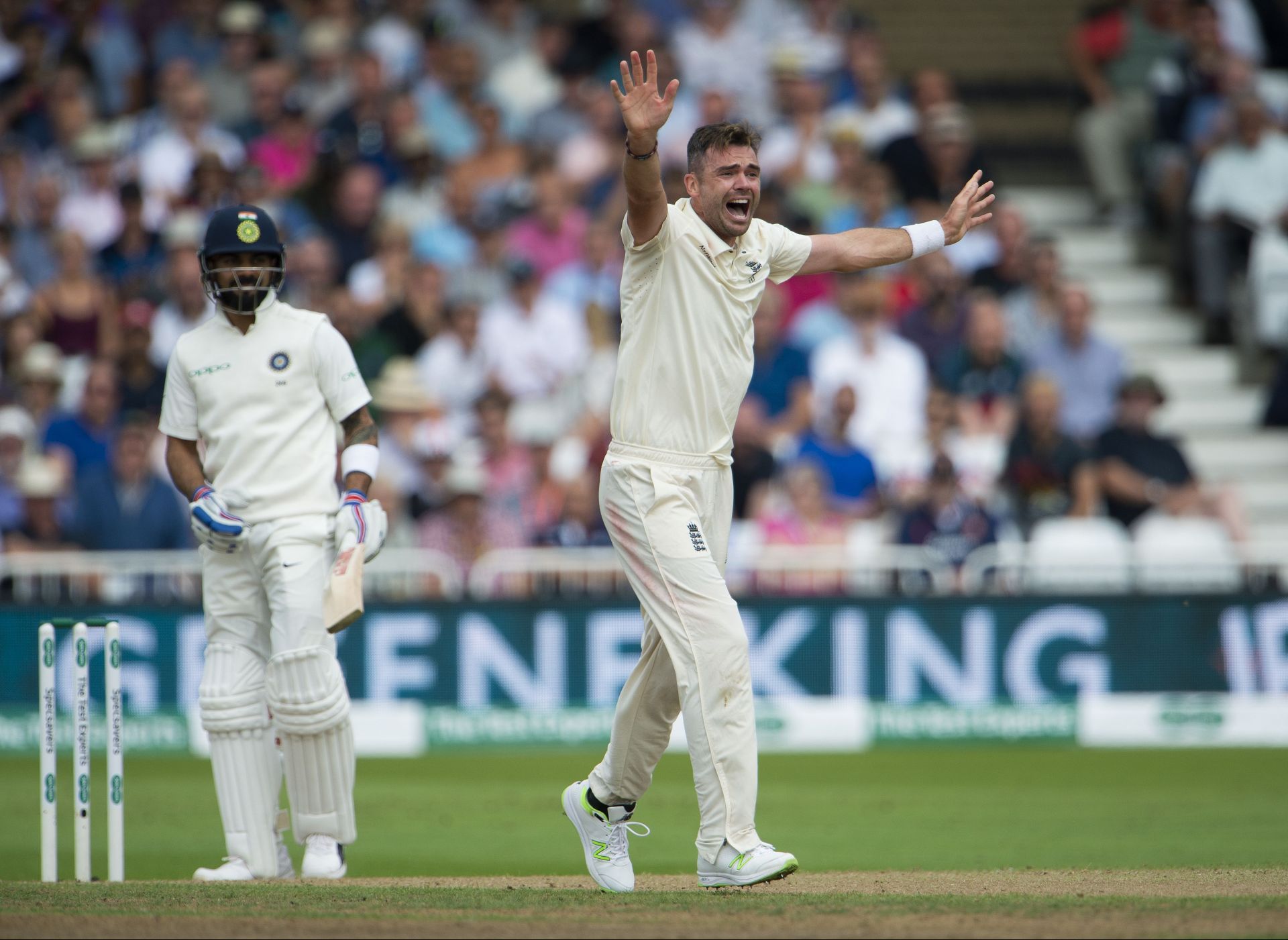 James Anderson appeals against Virat Kohli. (Credits: Getty)