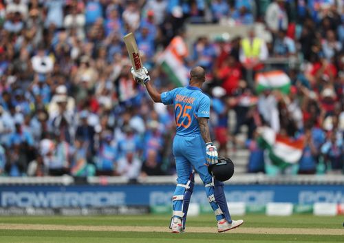 The opening batter celebrates his hundred against Australia in the 2019 ODI World Cup. (Image Credits: Getty Images)