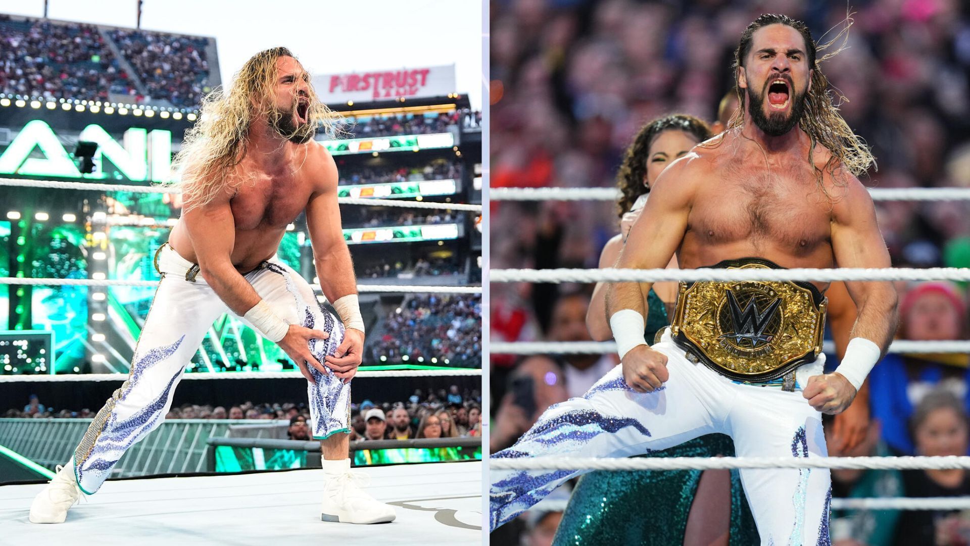 Seth Rollins was dethroned by Drew McIntyre at WrestleMania XL. [Images Source: WWE.com]