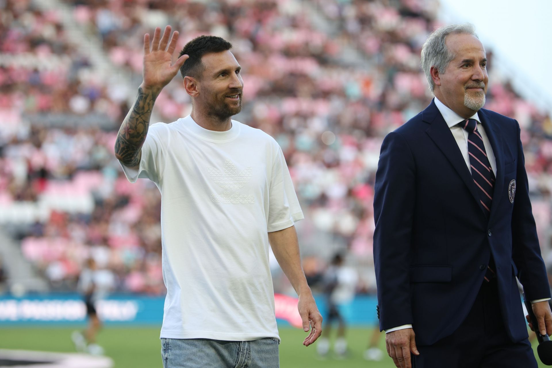 Argentina captain Lionel Messi (left)