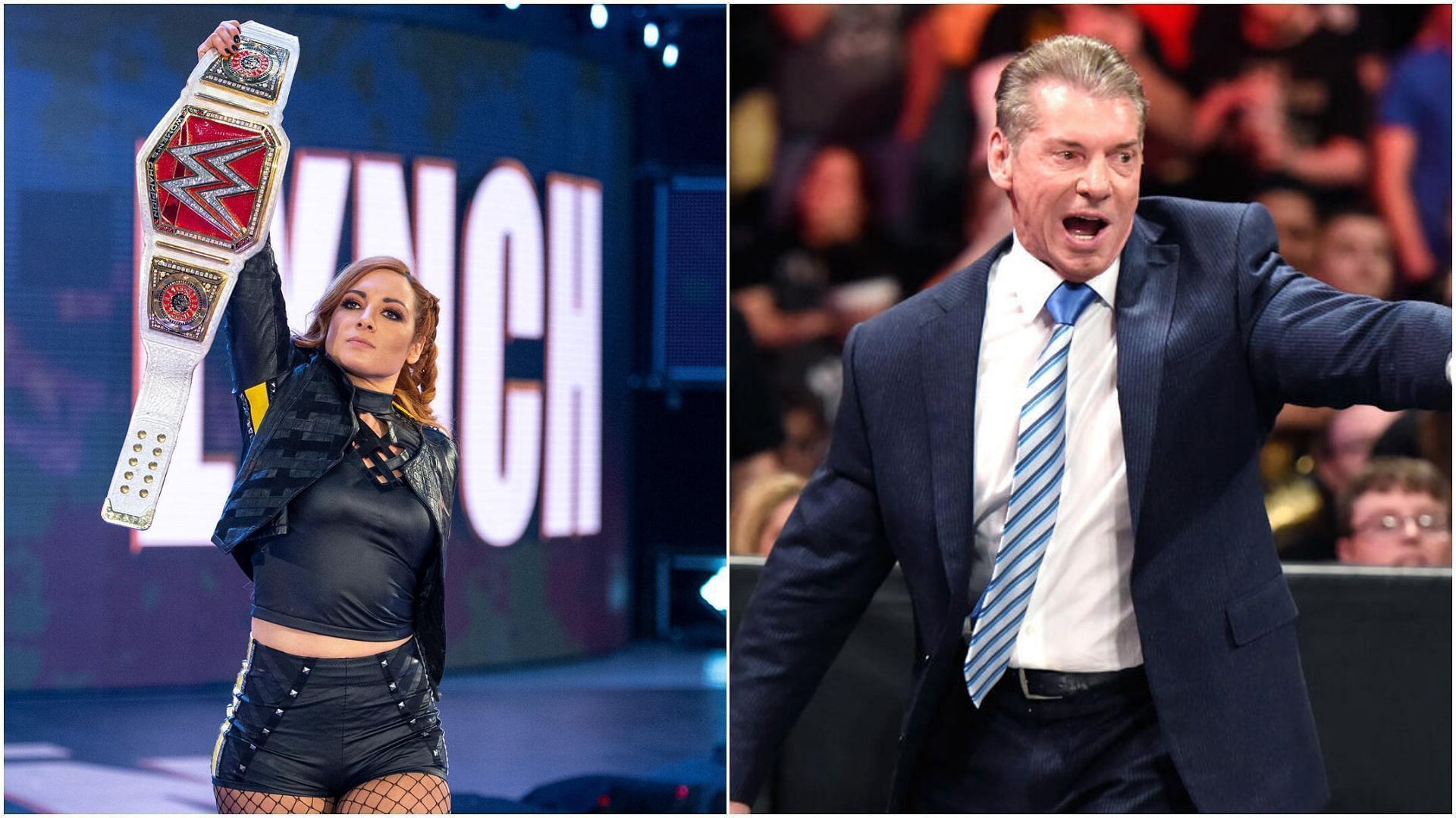 Becky Lynch (left), and Vince McMahon (right). [Pictures via: WWE.com]