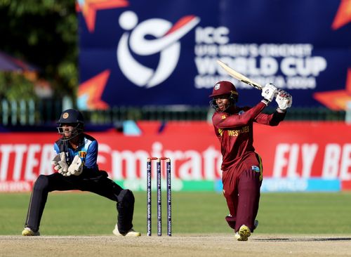 Jewel Andrew of West Indies bats during the ICC U19 Men's Cricket World Cup South Africa 2024 Super Six match between Sri Lanka and West Indies at Diamond Oval on January 30, 2024 in Kimberley, South Africa.