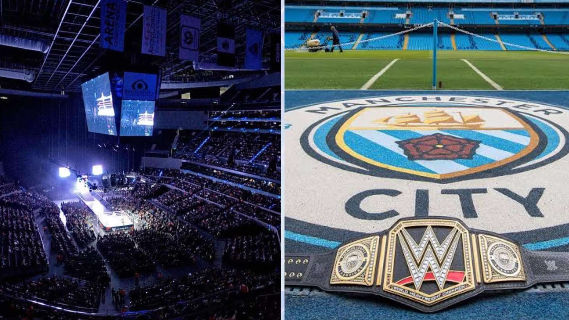 Manchester City players take pro wrestling lessons alongside WWE champions [Image Credits: WWE.com]