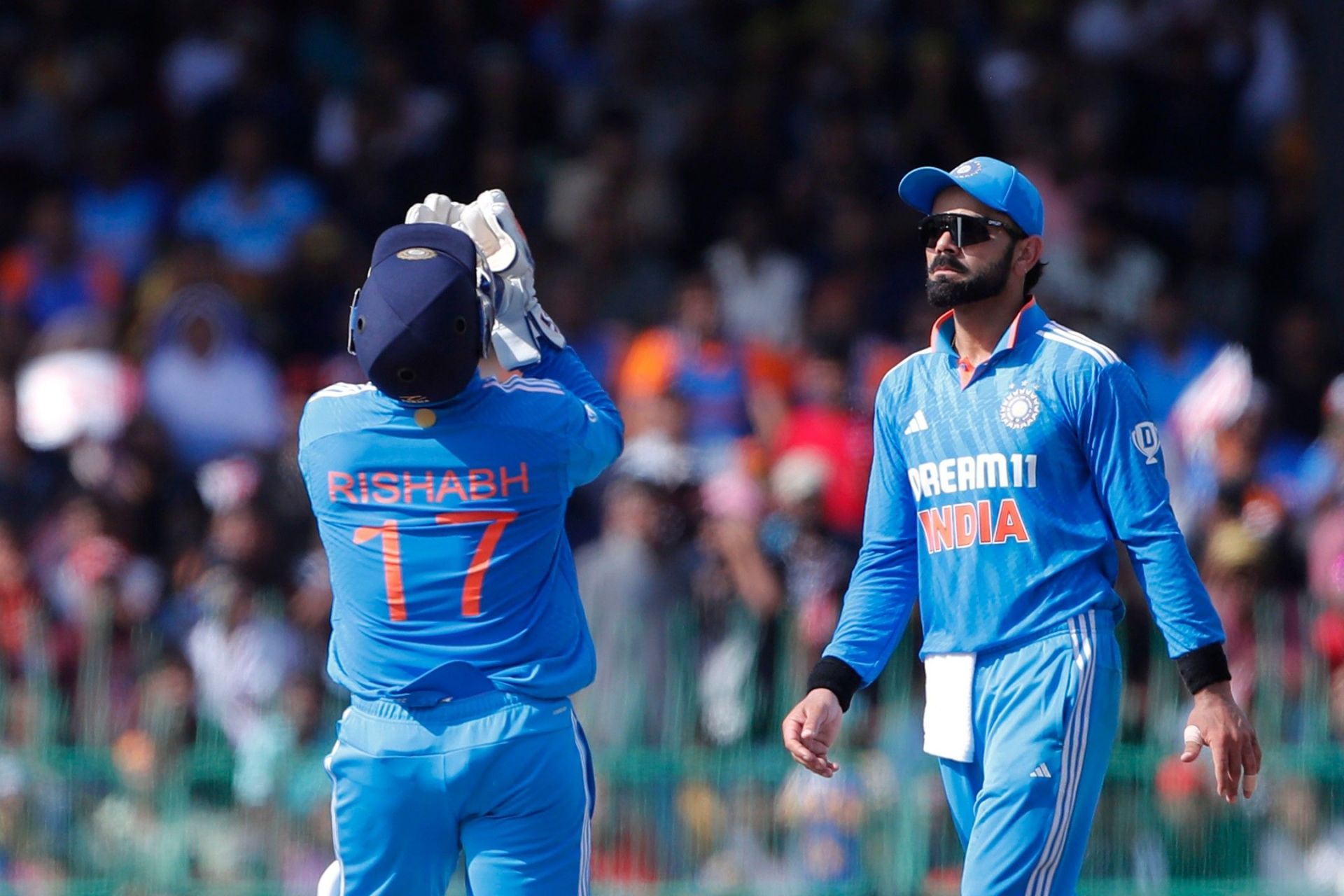 Virat Kohli gives Sri Lankan captain an aggressive send-off during IND vs SL 3rd ODI (Image via Instagram/@indiancricketteam)