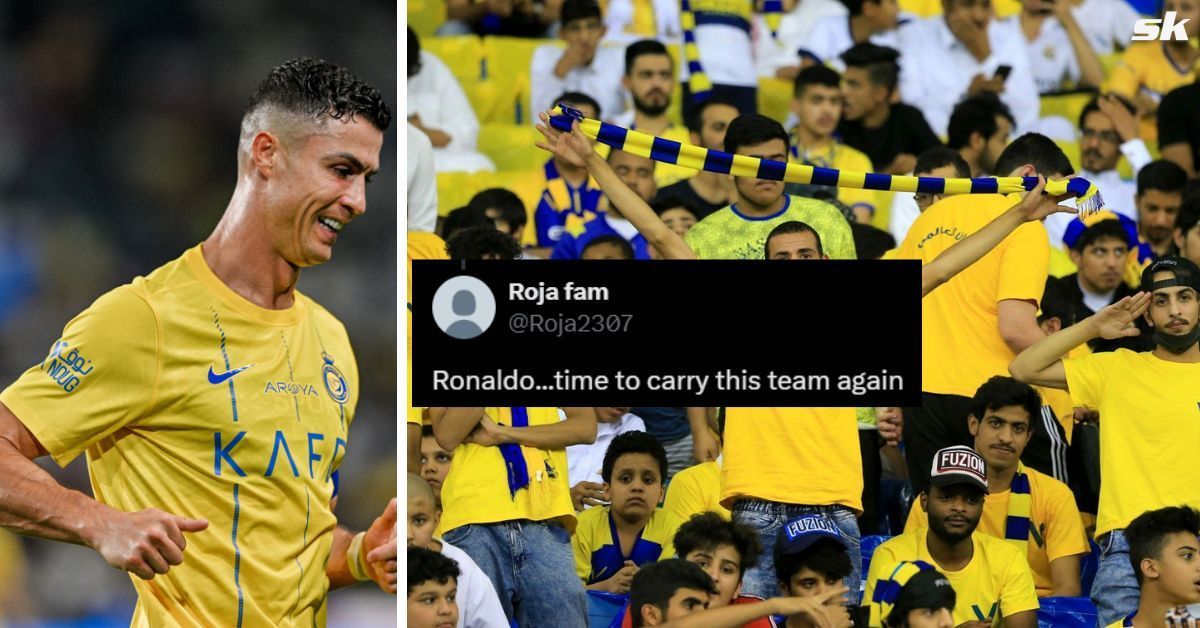 Al-Nassr fans react as Cristiano Ronaldo returns to XI for Saudi Super Cup S/F. (Picture Credits: Getty, Twitter - @Roja2307)