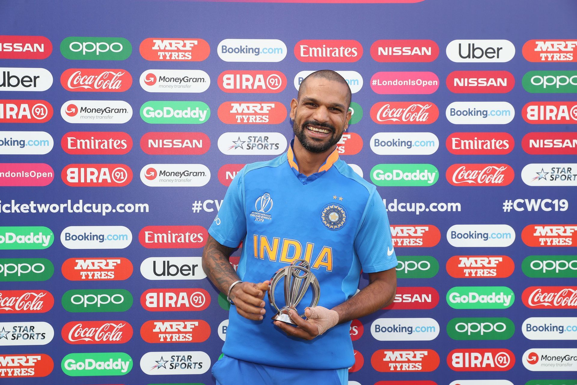 Shikhar Dhawan&#039;s last appearance for India in ICC events came against Australia in the 2019 World Cup (image via Getty)