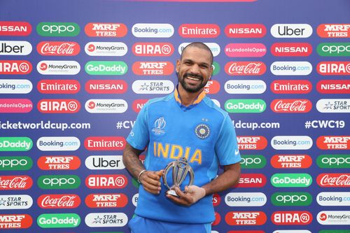 Shikhar Dhawan's last appearance for India in ICC events came against Australia in the 2019 World Cup (image via Getty)