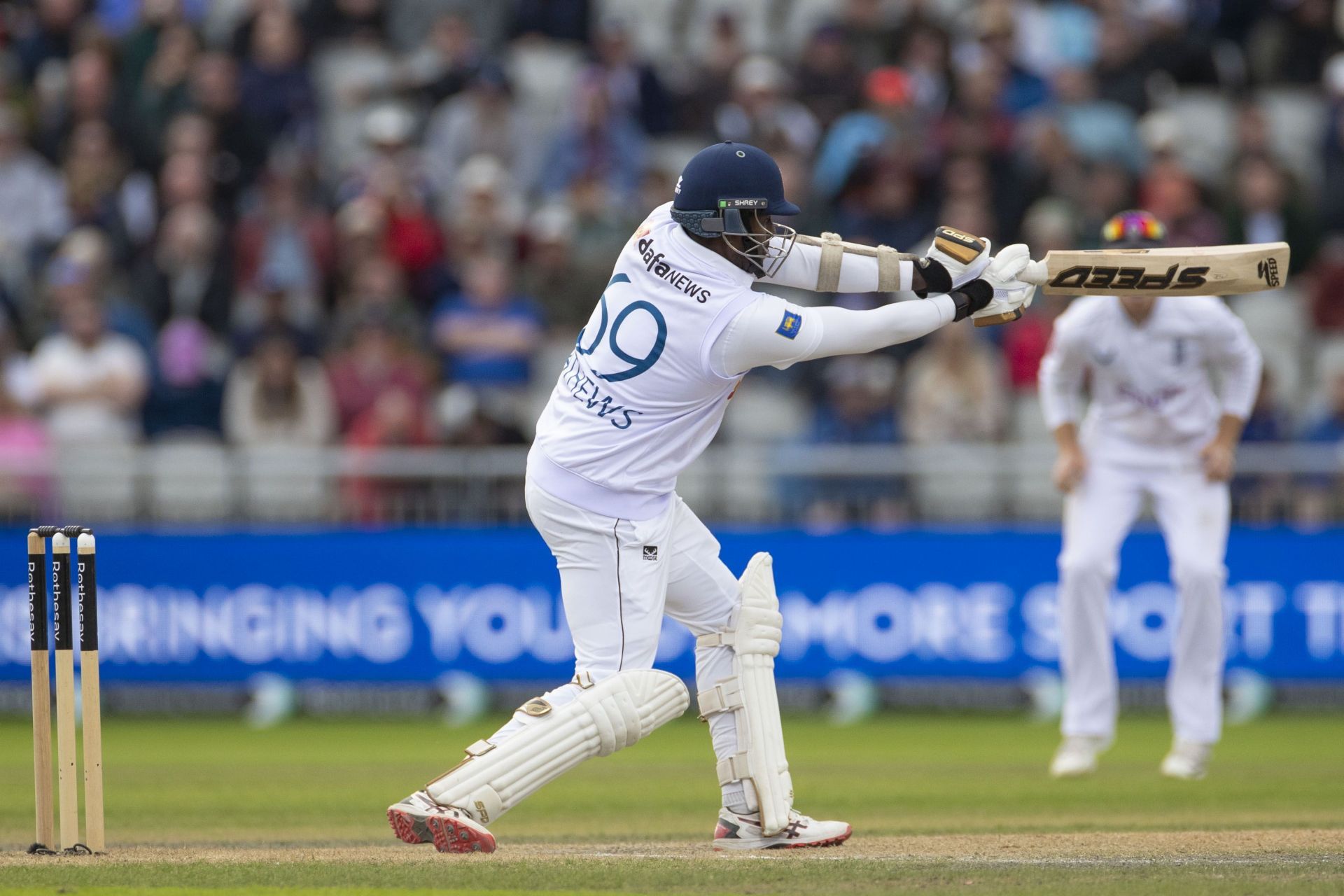 Angelo Mathews scored 65 runs off 145 deliveries.