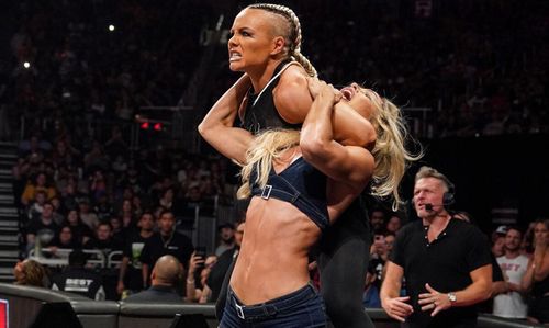 So much for honor among friends between Ivy Nile and Maxxine Dupri. {Image Credit: WWE.com}