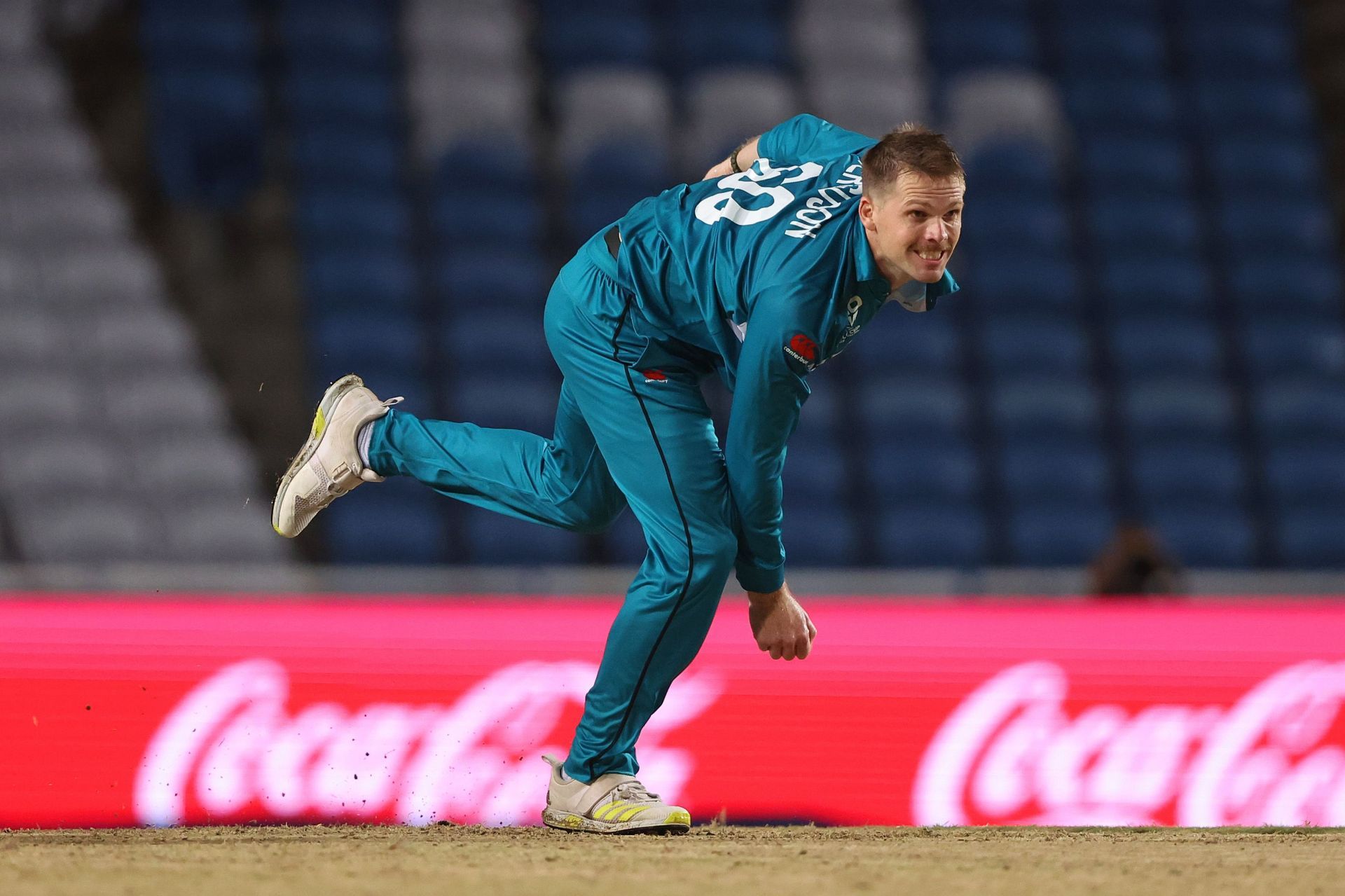 New Zealand fast bowler Lockie Ferguson in action during the 2024 T20 World Cup (Image Credits: Getty Images)