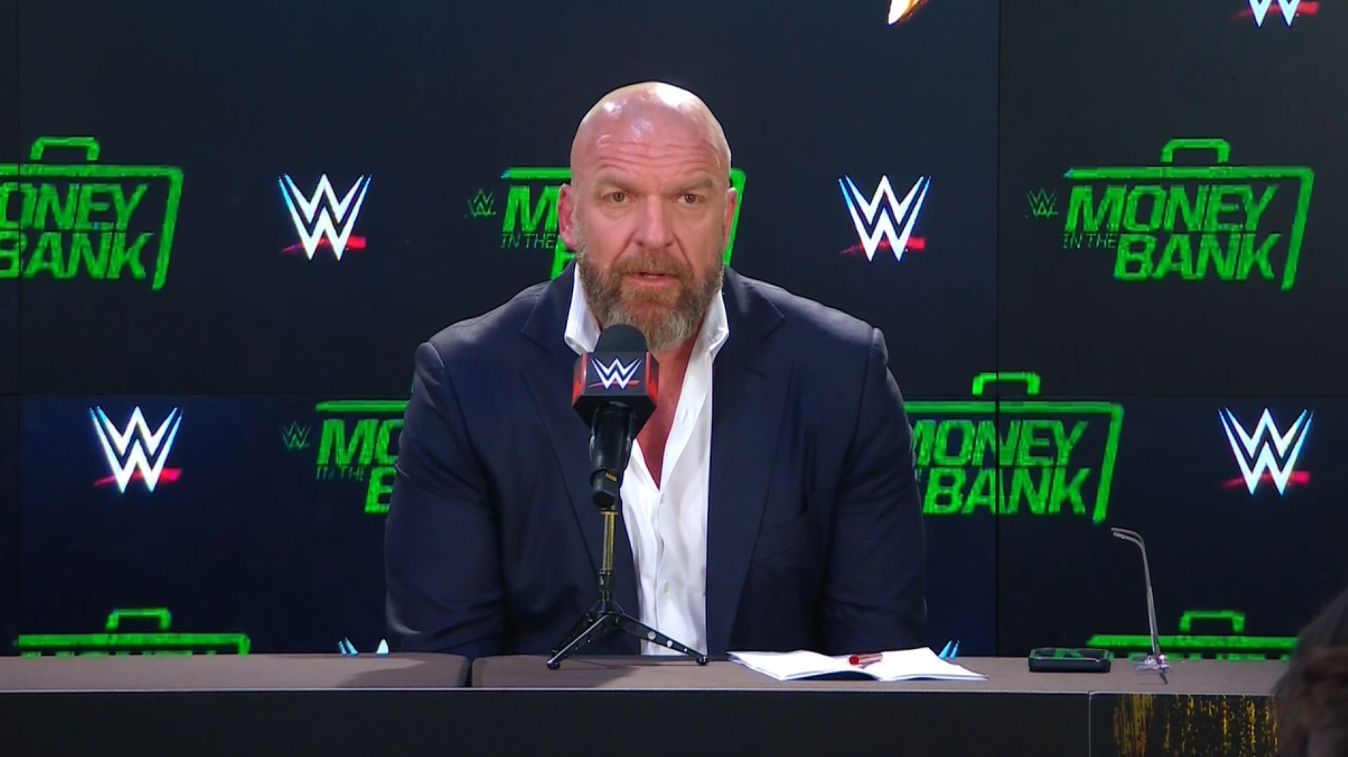 Triple H has routinely addressed every question hurled his way, including those about Brock Lesnar. {Image Credit: WWE.com}